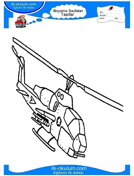 Çocuklar İçin Helikopter Boyama Sayfaları 